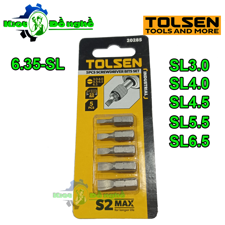 Mũi vít dẹp tolsen 20285 – đầu vít dẹp ngắn, mũi vít slotted sl3.0-4.0-4.5-5.5-6.5