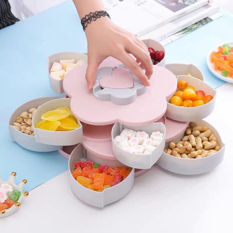 Khay Mứt Xoay 2 Tầng 10 Ngăn Hình Hoa