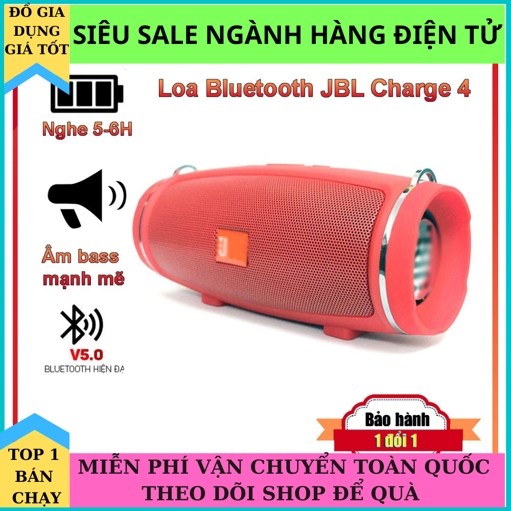 Loa Bluetooth Mini Charge 4+ bass tốt khoẻ - có dây đeo Version