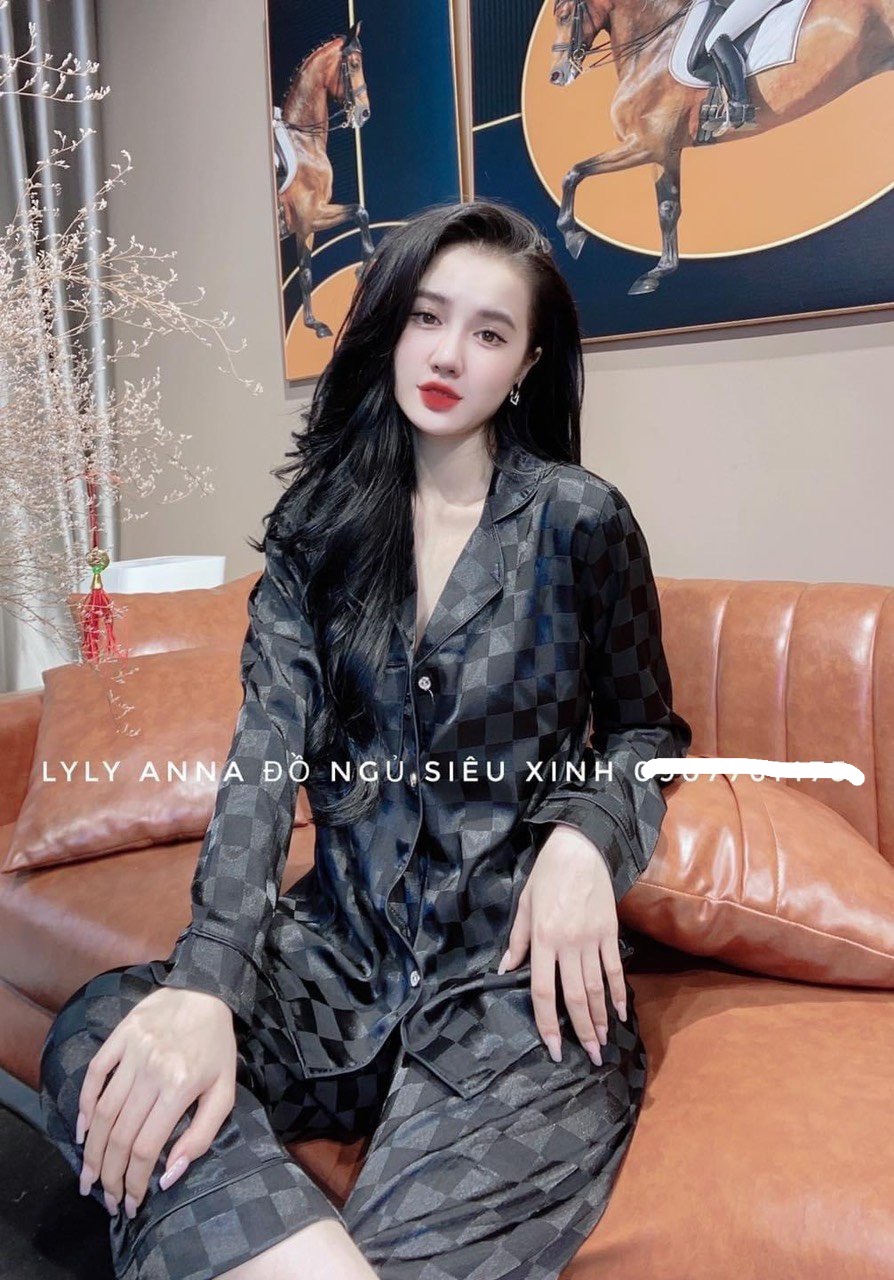 Bộ Pijama Chất Lụa Gấm Tay Dài- Quần Dài
