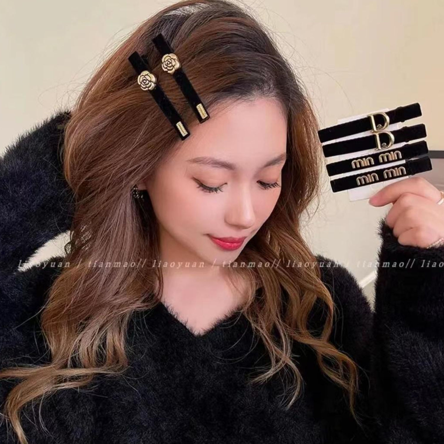 Kẹp Tóc Mỏ Vịt Màu Đen Phong Cách Retro