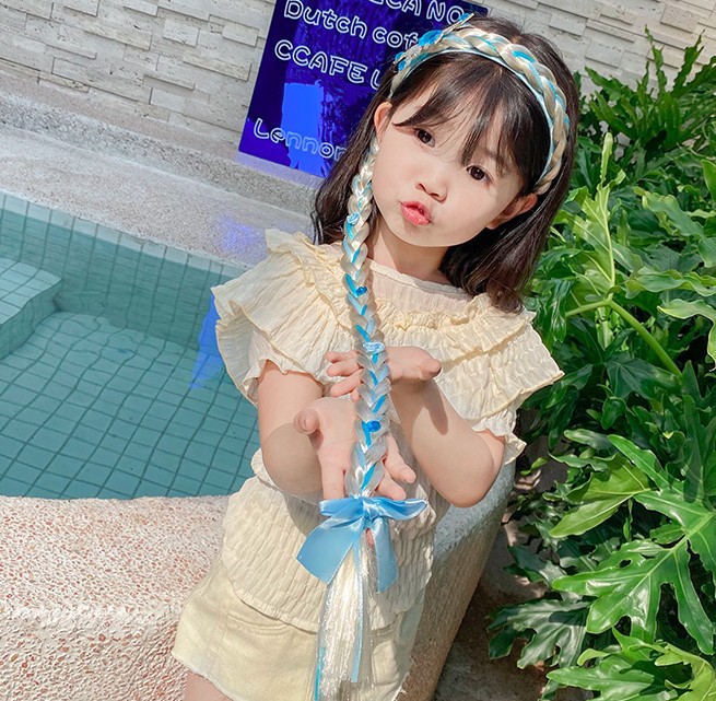 Bờm tóc giả Elsa gắn vương miện cho bé