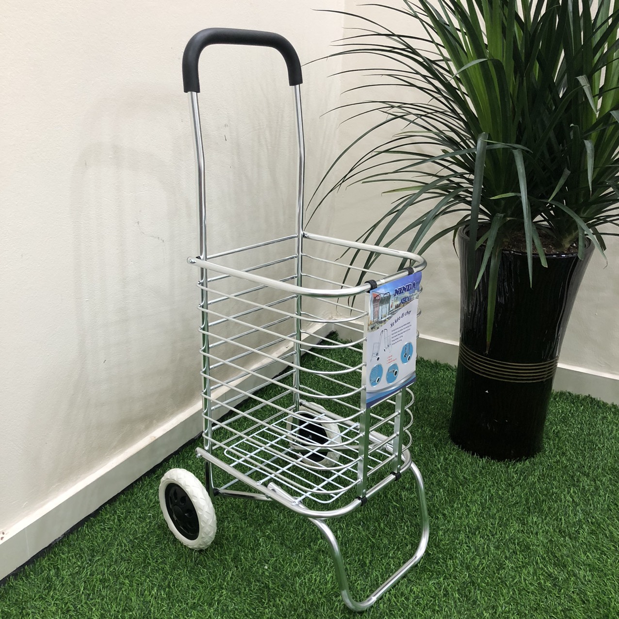 Xe kéo đi chợ đa năng inox 2 bánh