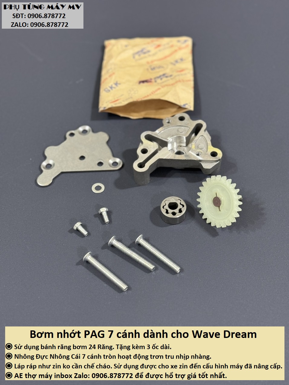 Bơm nhớt rời PAG Chính Hãng dành cho Wave Dream
