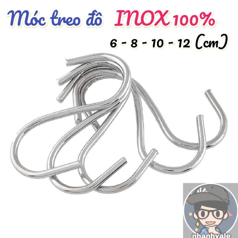 Móc treo đồ inox hình chữ s kích cỡ 6 - 8 - 10 - 12 - 15