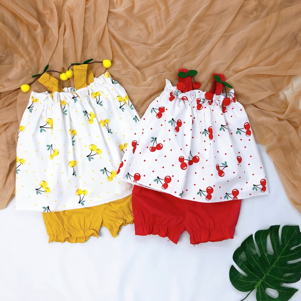 Set Bộ Hai Dây Họa Tiết Cherry Cho Bé Gái (N00133)