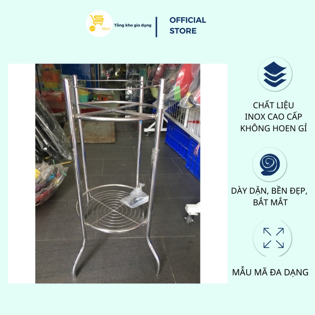 Kệ Để Bình Nước Inox, Kệ Bình Lọc, Chân Inox Để Xô Đá/Bình Nước Tiện Lợi, Dày Dặn | MTA-MART