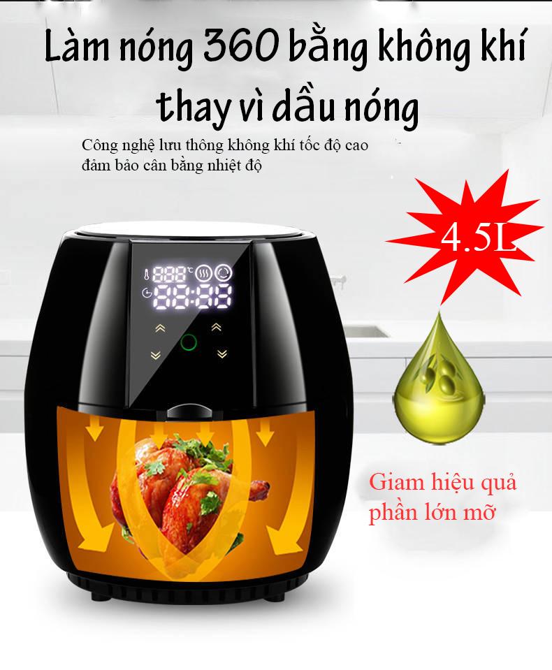 Nồi chiên không dầu OZOOPU 4.5 lít CAO CẤP 2019 - Bảo hành 12 tháng