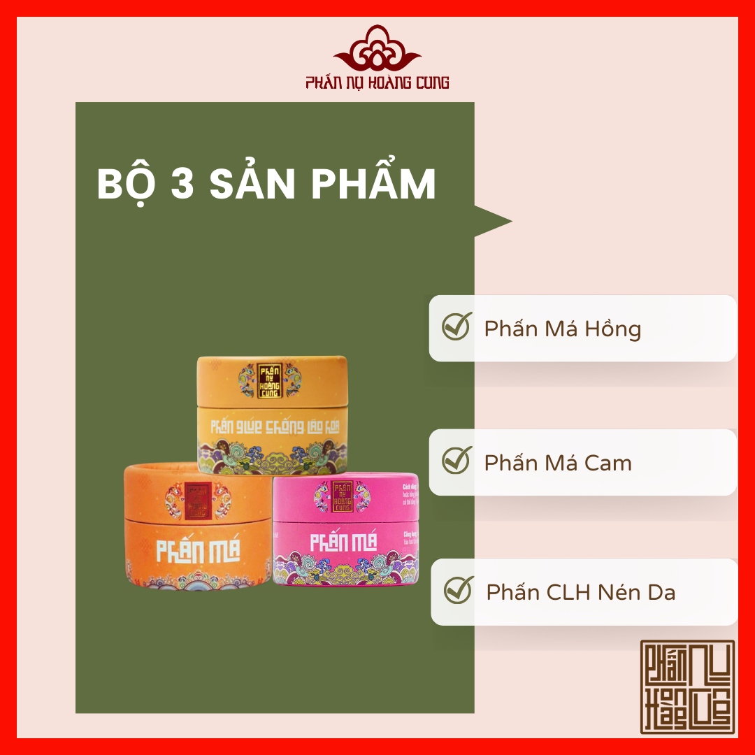 Bộ 3 Phấn Trang Điểm Phấn Nén Da + Phấn Má Phấn Nụ Hoàng Cung