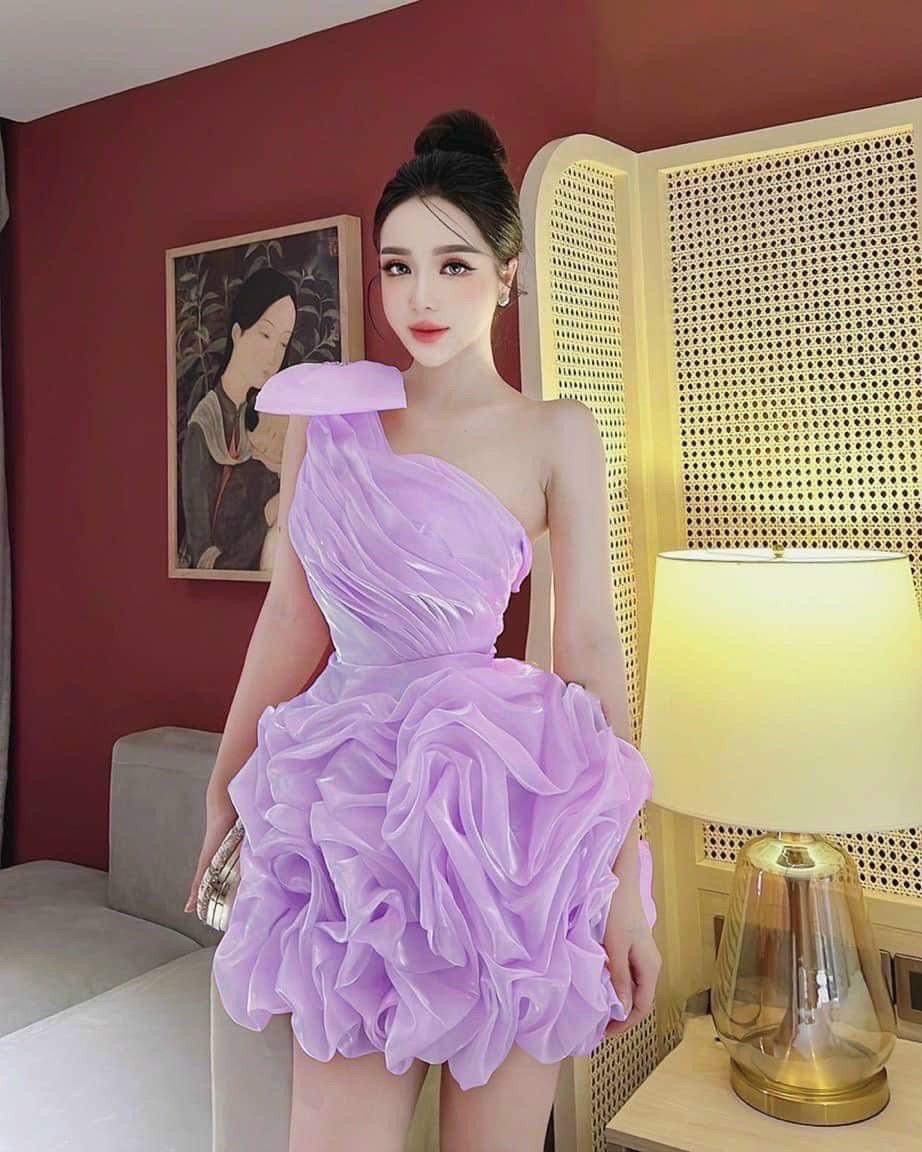 Ưu đãi khủng, đầm tapta phối tơ lệch vai váy nhún xih đẹp đi đâu cũng hợp up