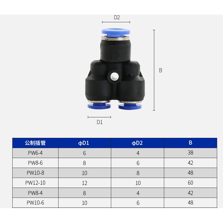 Cút nối nhanh chữ Y 3 đầu phi 10