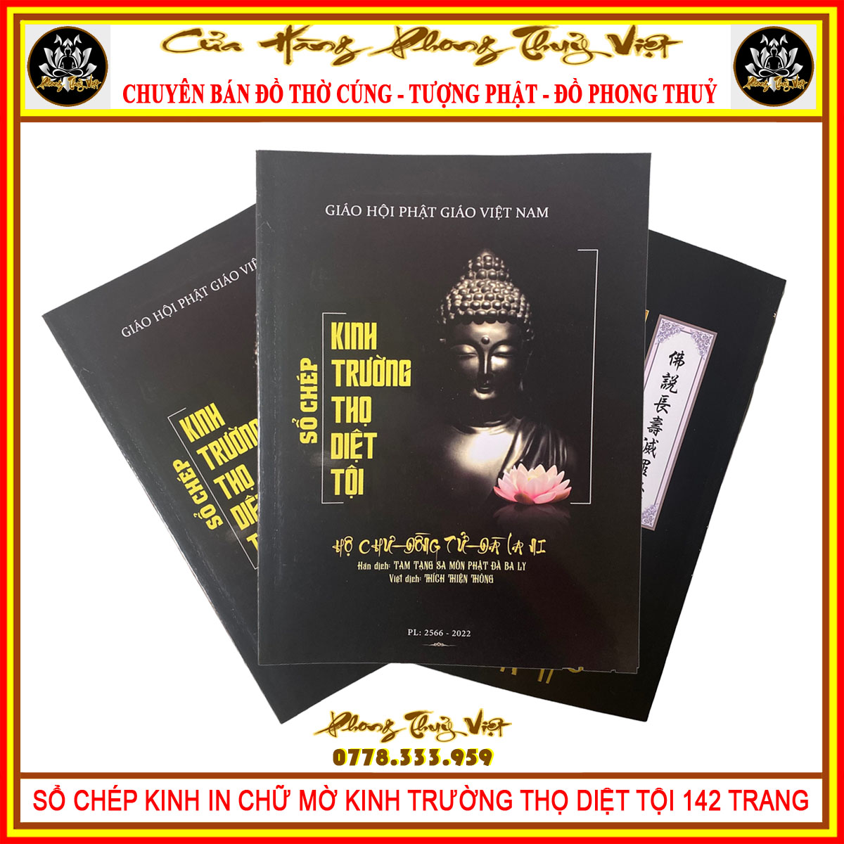 Tặng kèm bút - vở chép kinh chữ in mờ khổ a4 kinh trường thọ diệt tội