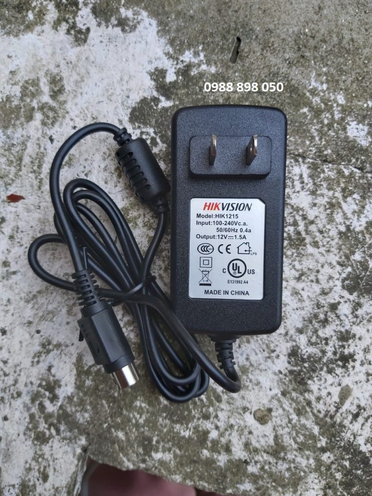 Adapter đầu ghi camera hikvision 12v 1.5a giắc cắm 4 chân pin
