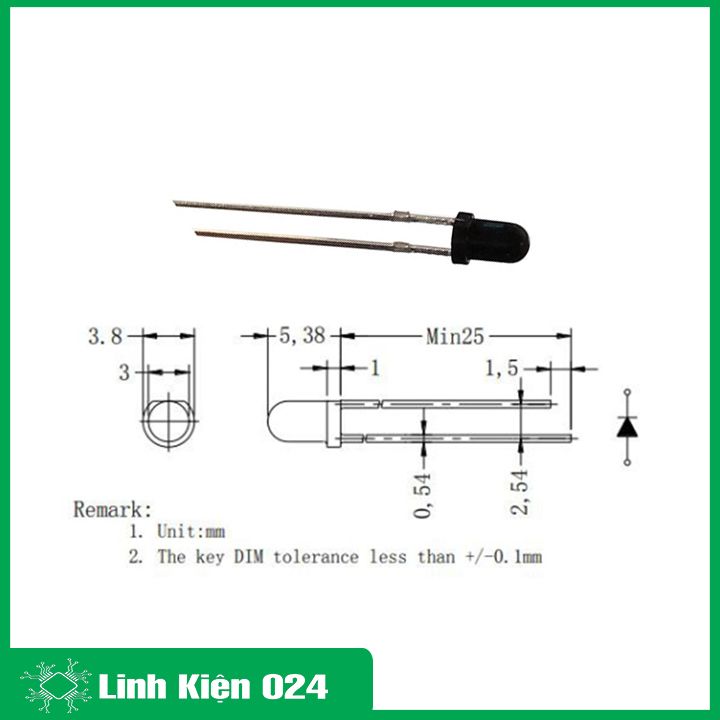Gói 20 Bóng led thu hồng ngoại 3mm (đen)
