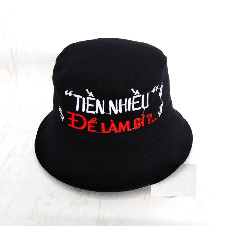 Mũ bucket đen thêu   Nhiều tiền để làm gì  - DMA store​​​​​​​