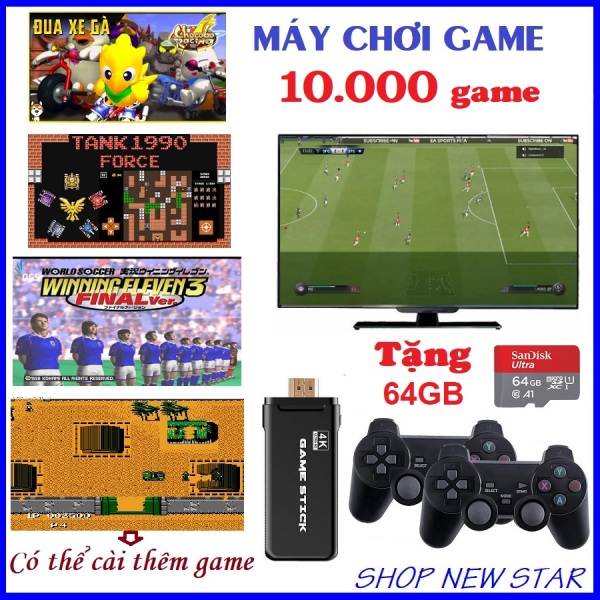 Máy Chơi Game Điện Tử 4 Nút Game Stick HDMI 10000 Trò Chơi - Máy chơi trò chơi trẻ em ps10000+ 4K Ultra Hd Game Stick không dây, game cổ điển, đá bóng, ps1,...