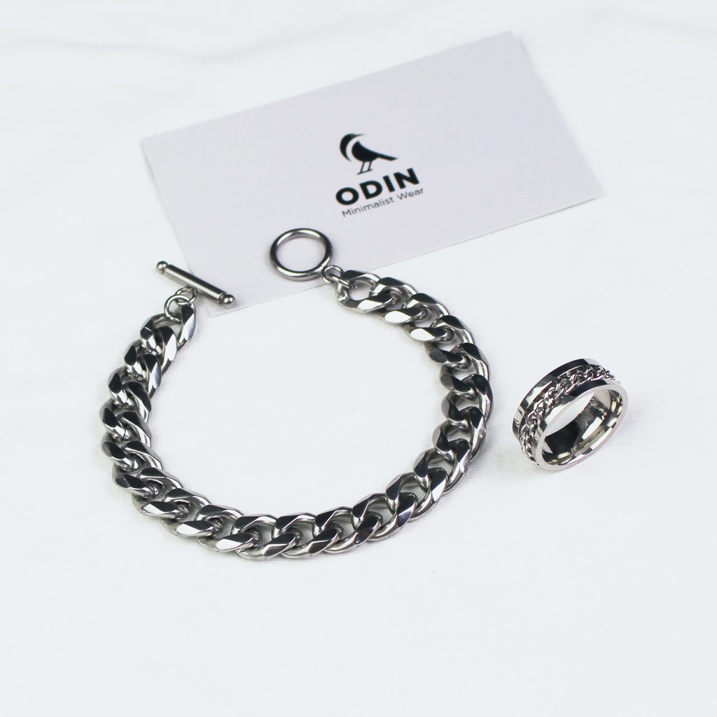 [ Sale off 40% COMBO ] Vòng tay Chain 9mm khóa Vòng - nhẫn Chain Titan xoay - ODIN