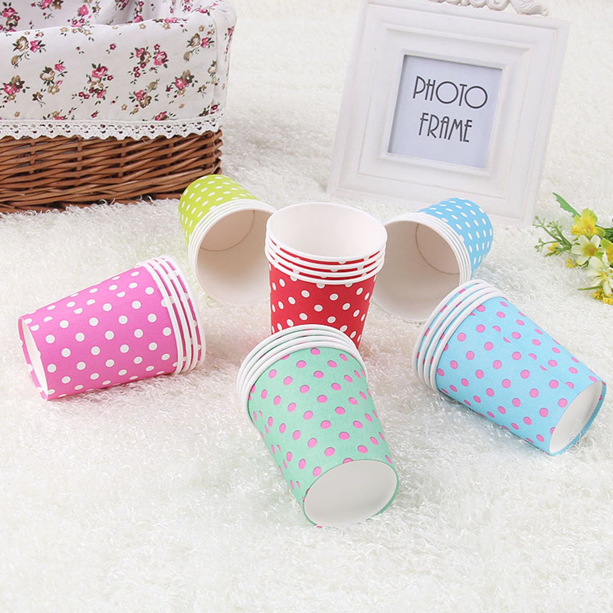 Set 6 Cốc Sinh Nhật Ly Giấy Sinh Nhật Chấm Bi