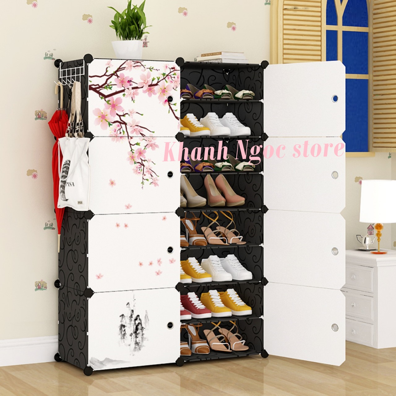 🗄 tủ giày mẫu mới - 16 ô nhựa lắp ghép đa năng 🗄