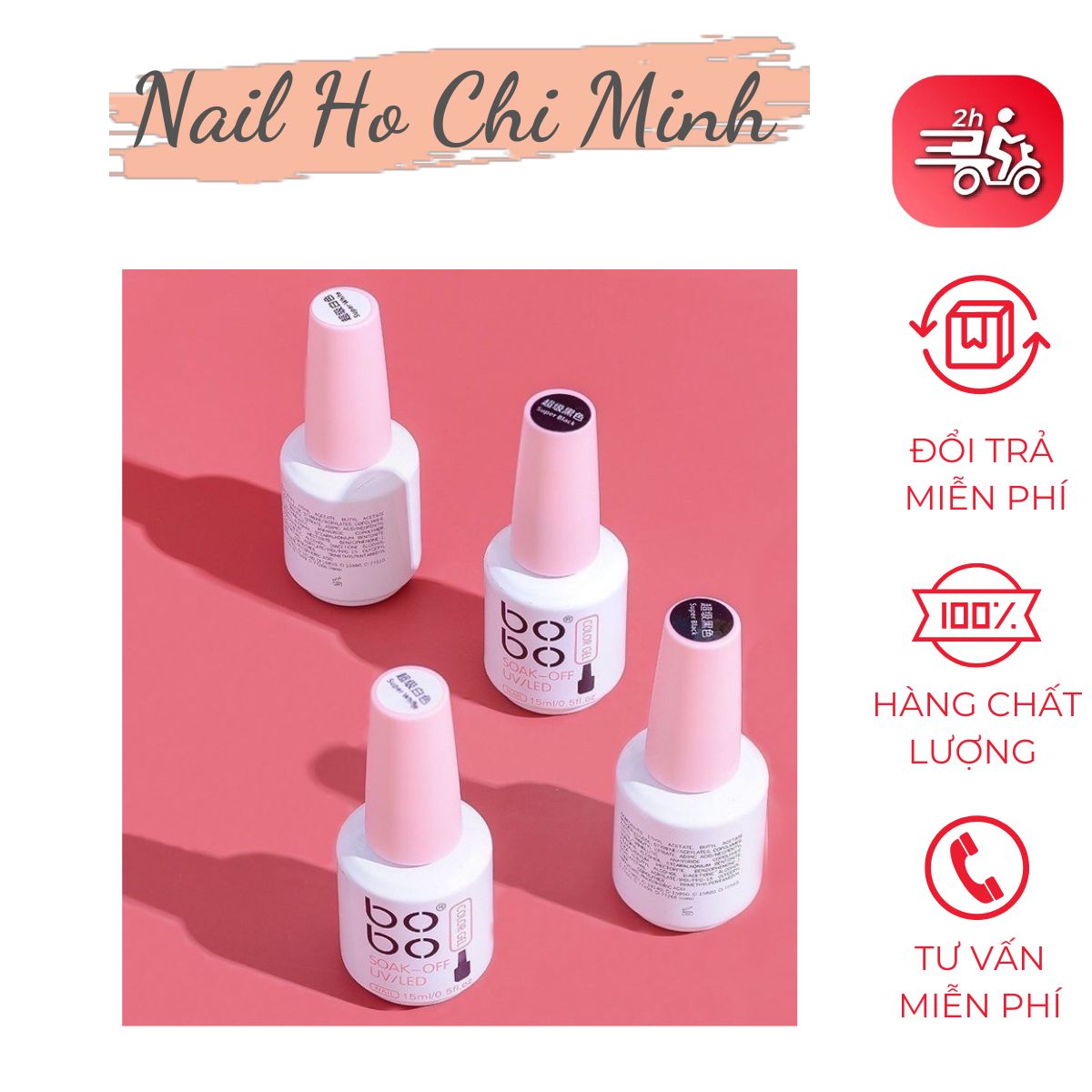 [HCM]Sơn Gel bobo Đen, Trắng và Đỏ - Chai 15ml