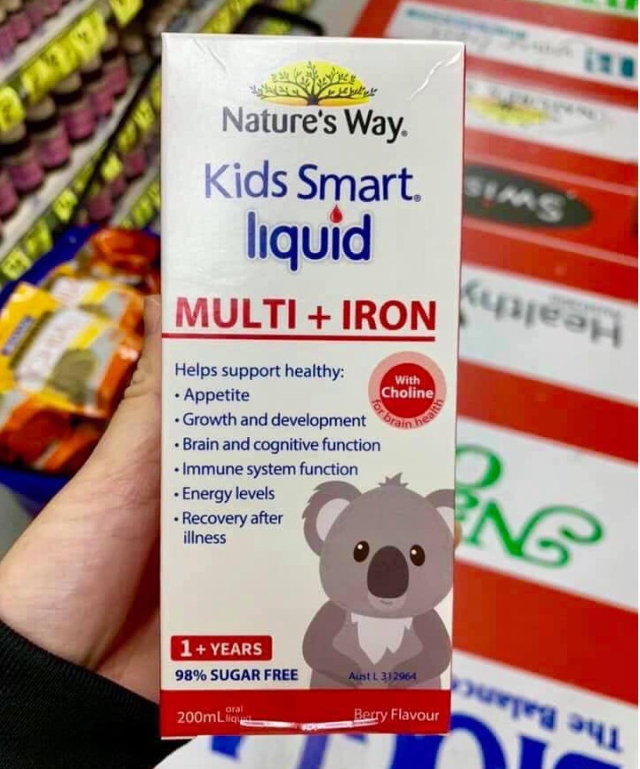 Siro vitamin tổng hơp và sắt cho bé 200ml Úc / Nature's Way Kid Smart Liquid Multi Iron 200 ml