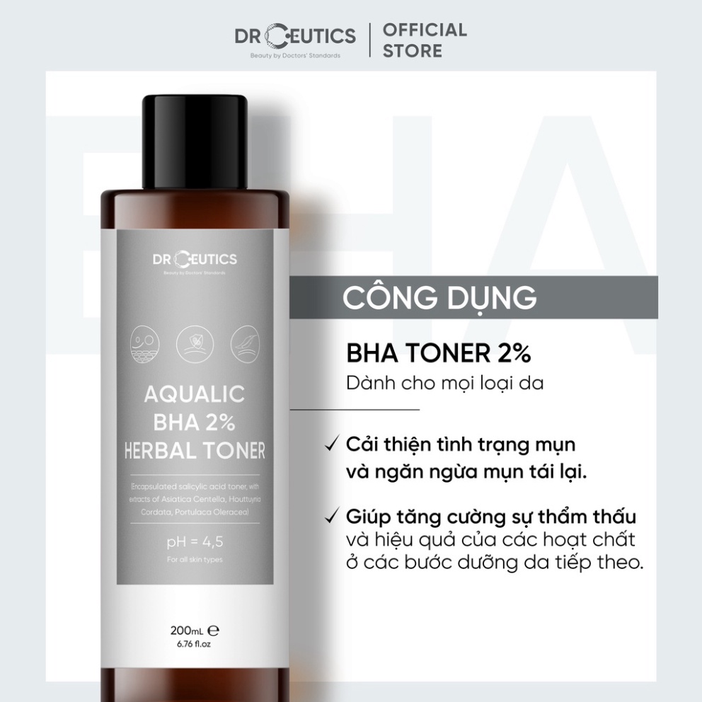 Toner Làm Sạch Và Cân Bằng Da DrCeutics BHA 2% - Thi Vũ
