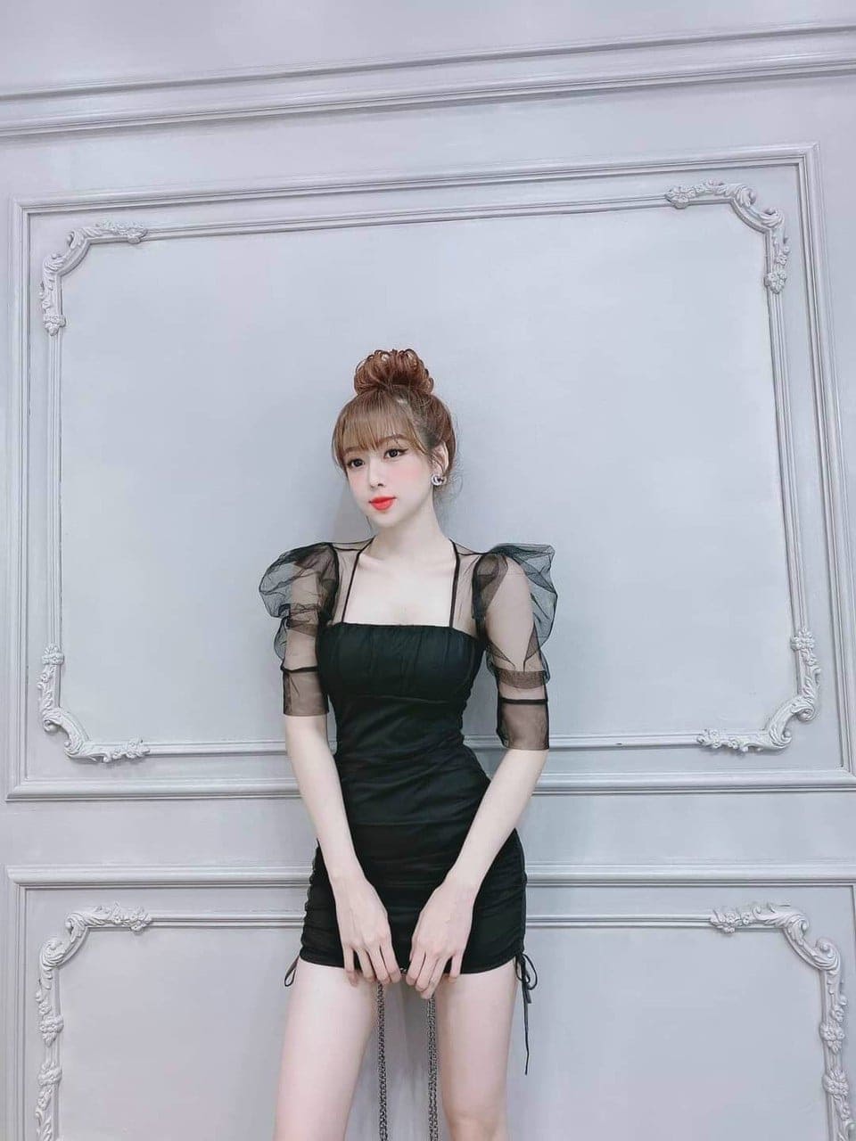 Đầm nữ dễ thương body phối lưới ( có mút ) thời trang Yoomi