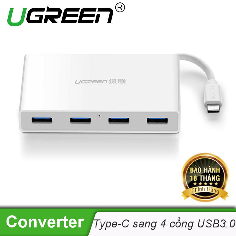 Bộ chia usb-c ra 4 cổng usb 3.0 hỗ trợ 1 cổng usb-c cấp nguồn ugreen 30278 cao cấp