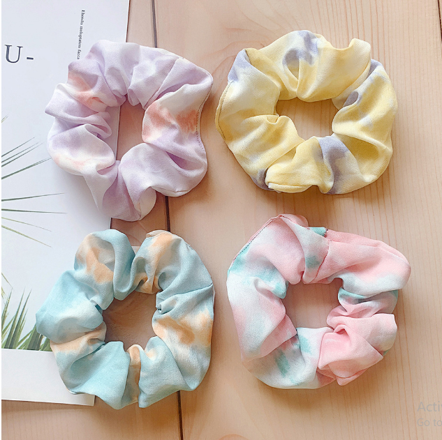 Cột Tóc Scrunchies Buộc Tóc Họa tiết Loang Màu