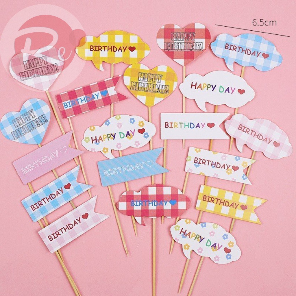 19 cây cắm HPBD - Trang trí bánh sinh nhật bánh kem