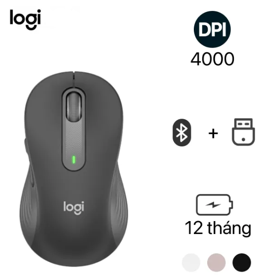 Chuột Không dây Bluetooth + Wireless Logi Signature M650_ĐEN