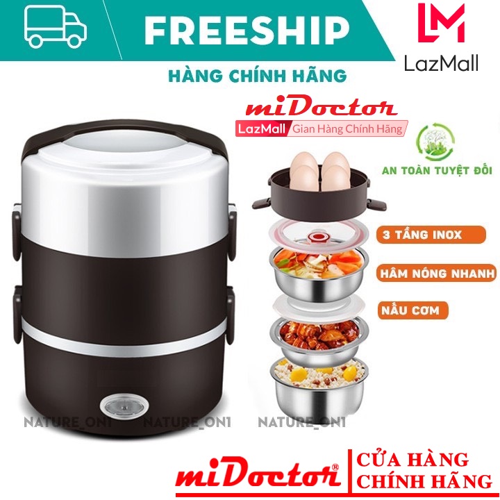 Hộp Đựng Cơm Giữ Nhiệt 3 Tầng, hộp cơm giữ nhiệt văn phòng, Có Lõi Hâm Nóng Thức Ăn, Cặp Lồng Ủ Cơm 3 Tầng Inox, Cặp lồng cơm giữ nhiệt có cắm điện hâm nóng đồ ăn ruột inox cao cấp, cà men nấu cơm và hâm nóng