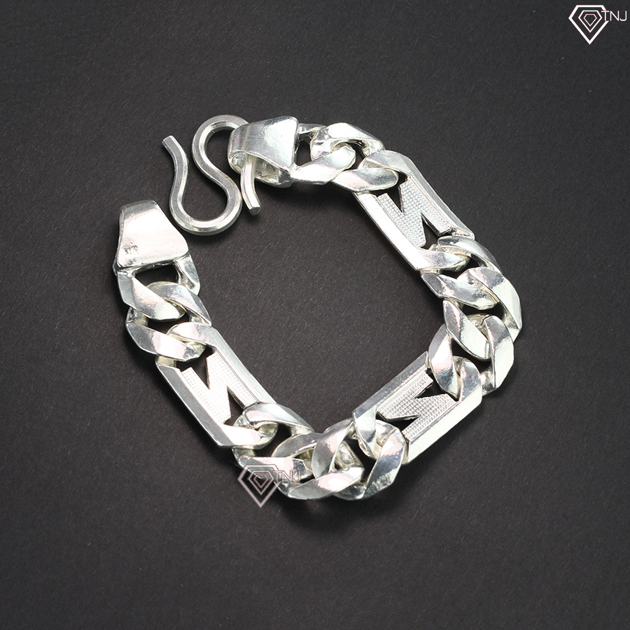 Lắc tay nam bạc 1 cây hoạ tiết chữ N LTA0004 - Trang Sức TNJ