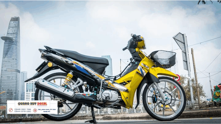 Tem trùm xe sirius vàng spark nano chế đẹp- Tem dán xe máy sirius  thiết kế theo yêu cầu - tem xe spark sirius vàng xanh spark nanođộ chế đẹp và rẻ chất