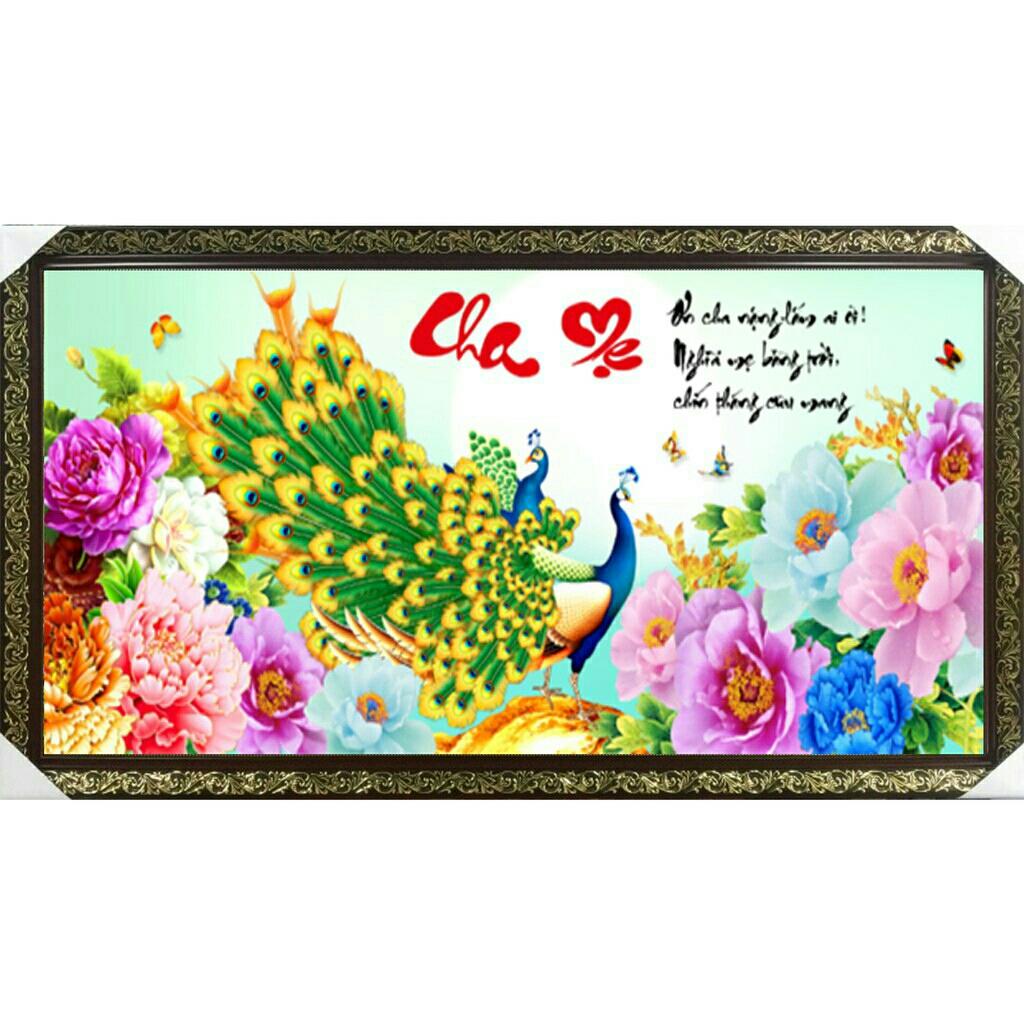 tranh đính đá CHA MẸ kích thước 105×50cm