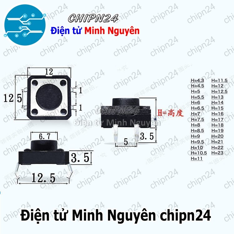 [10 cái] (F66) Nút nhấn 4 chân 12x12x13mm - HH005308
