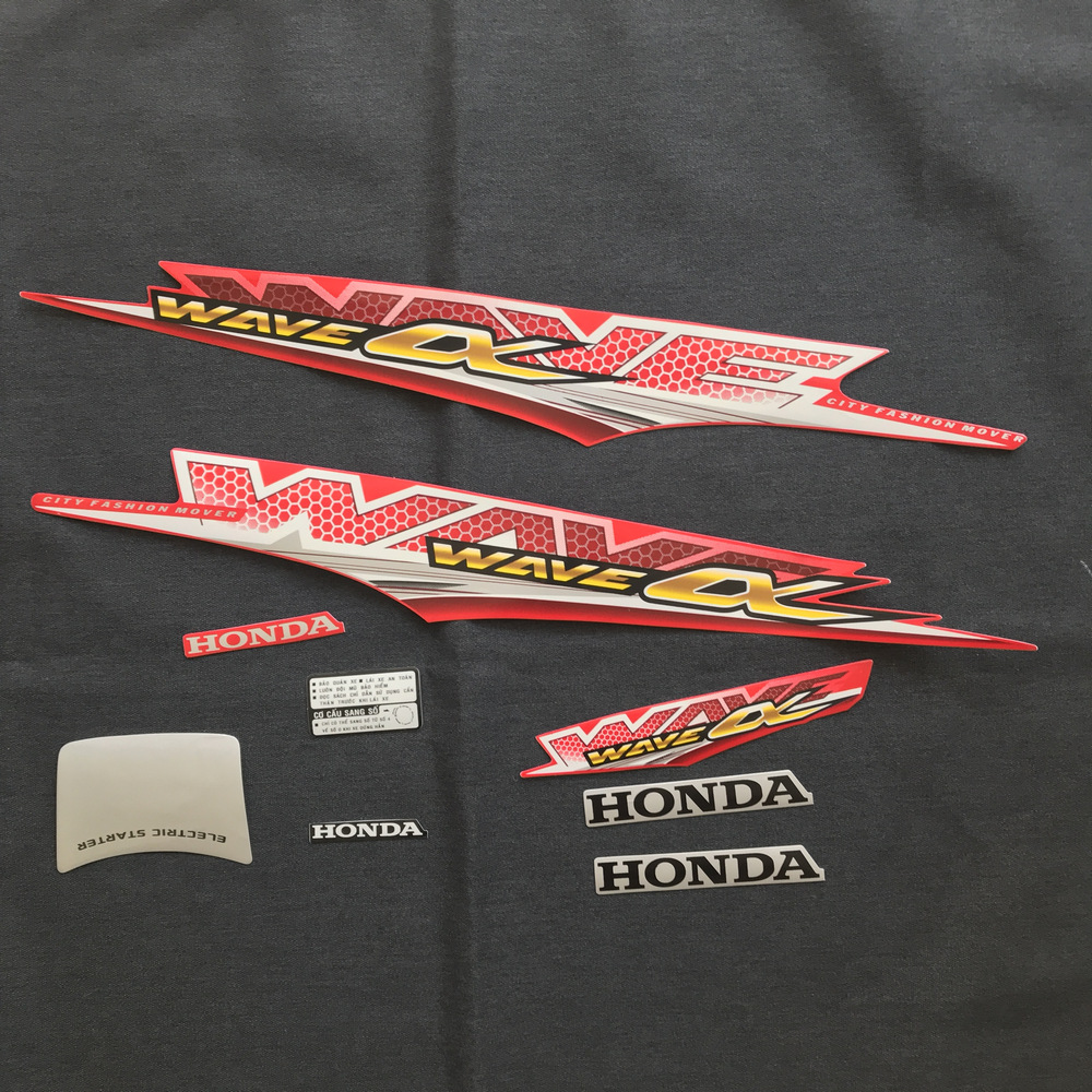 BỘ TEM 3 LỚP XE MÁY, TEM DÁN DÀN ÁO XE MÁY WAVE ANPHA ĐỜI 2015 NHƯ ZIN THEO XE (MÀU ĐỎ)