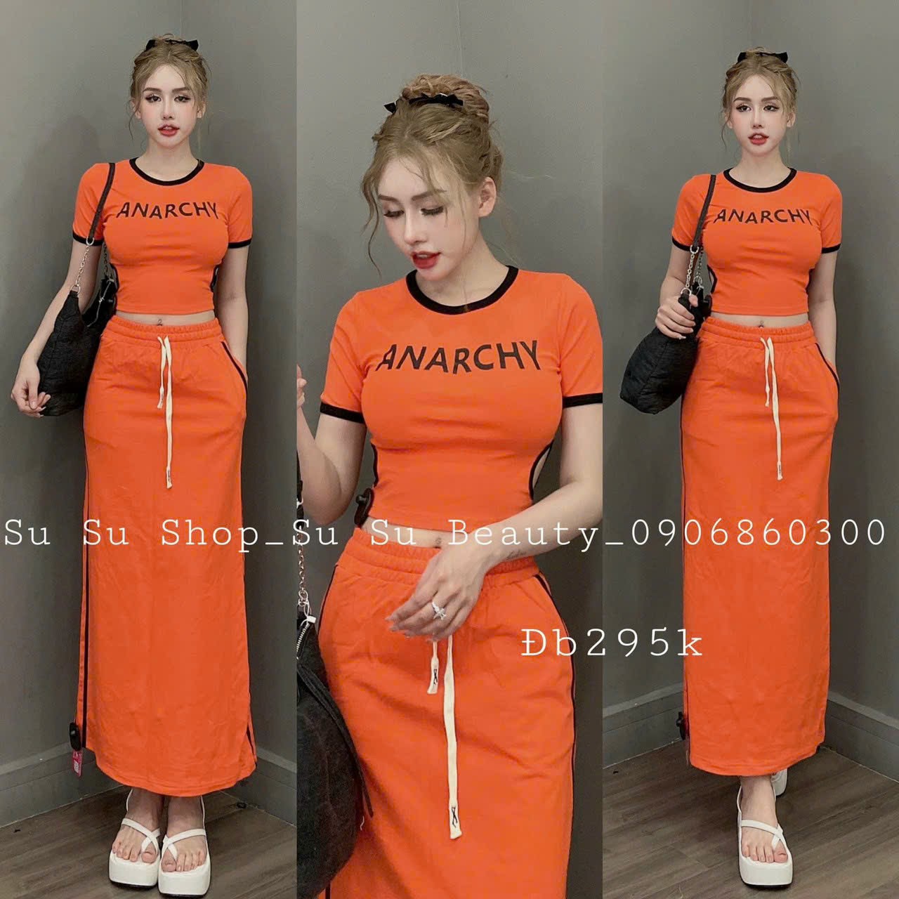 Set áo thun croptop và chân váy suông vải thun năng động set basic ôm body hack dáng nhiều màu