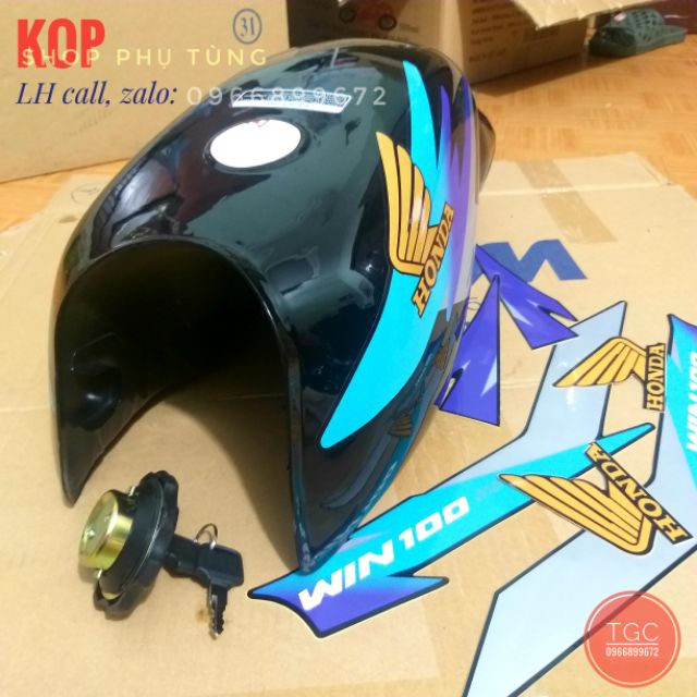 Bình xăng lớn xe win 100 có nắp bình xăng , sẵn tem (-15%)