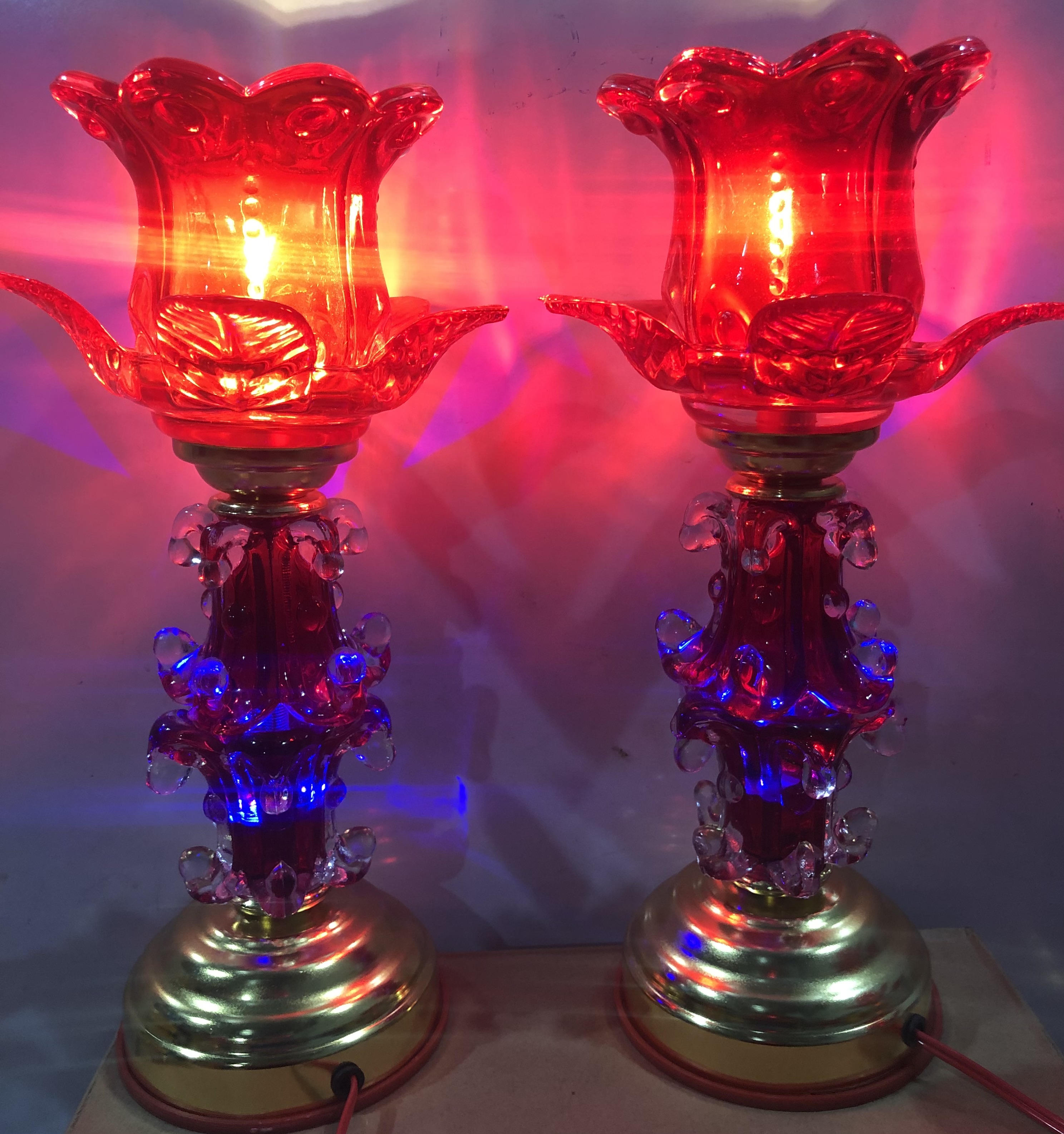 Đèn thờ Pha lê cao 30cm (1 cặp)