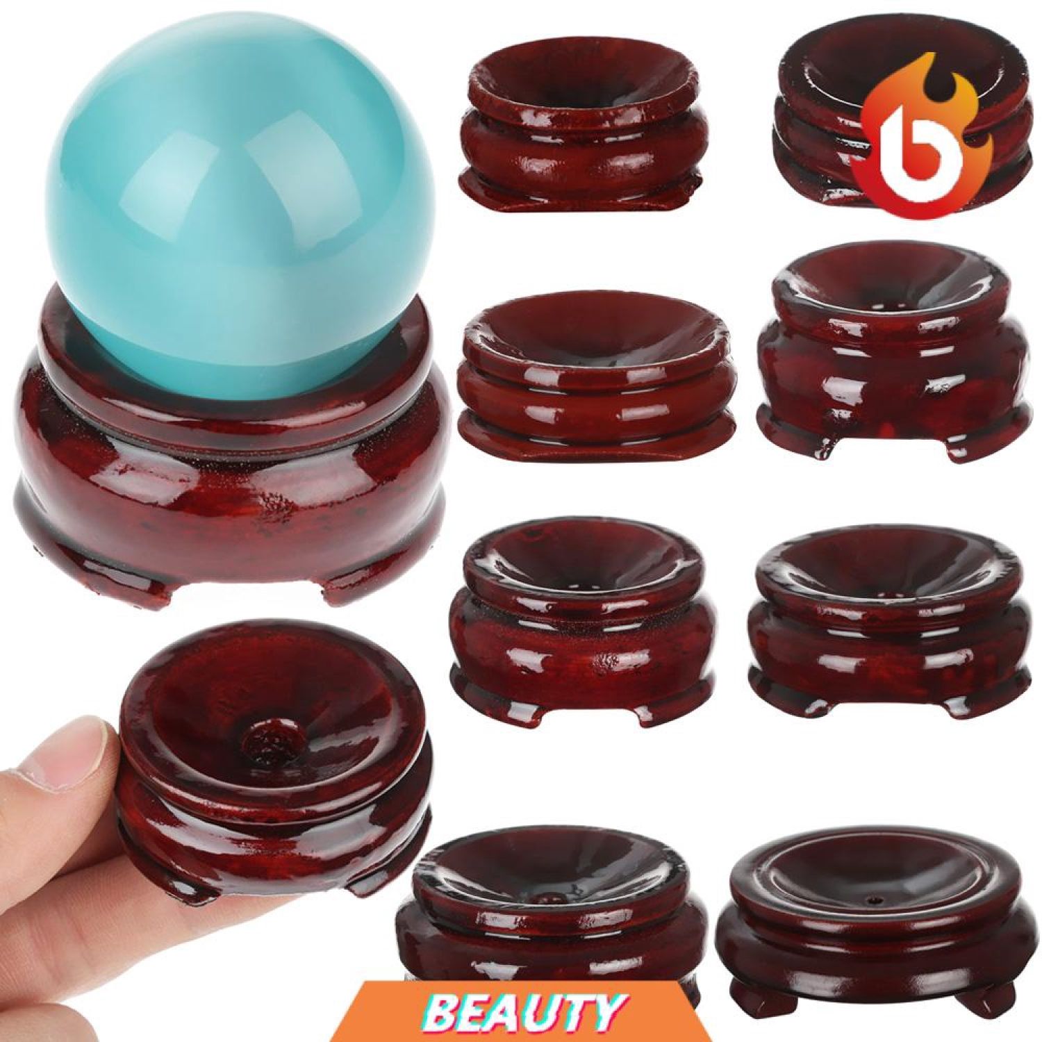 Đế gỗ trưng bày quả cầu thủy tinh độc đáo