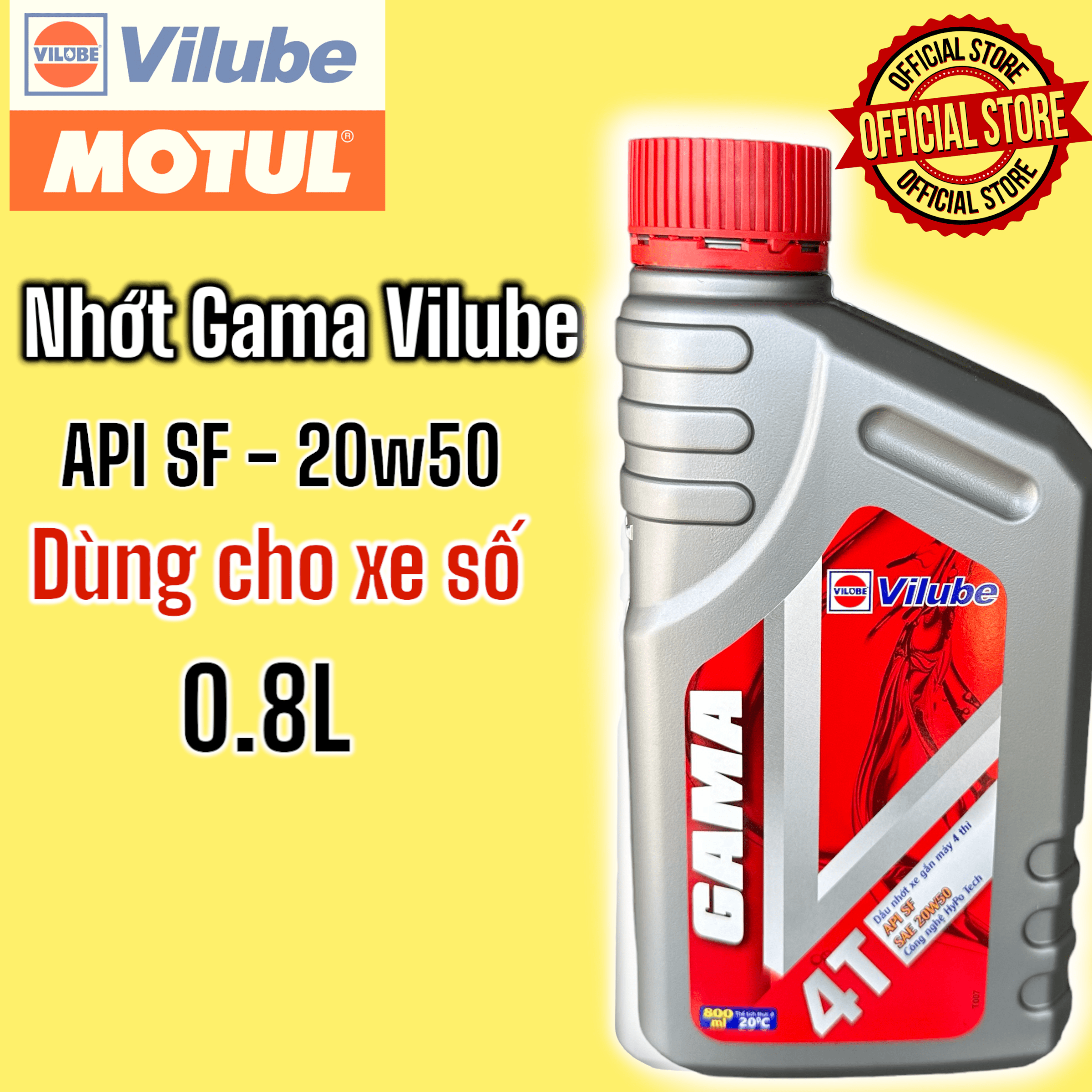 Dầu nhớt vilube gama 20w50 0,8l 1l chính hãng cho xe số