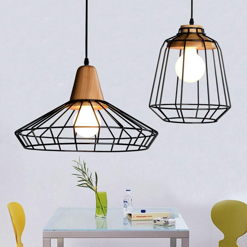 [HCM]Đèn thả đui giả gỗ lồng sắt