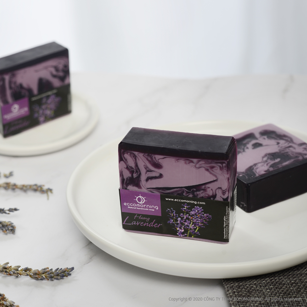 Xà Bông Thiên Nhiên Handmade eccomorning Hình Vuông Hương Oải Hương - Lavender Soap