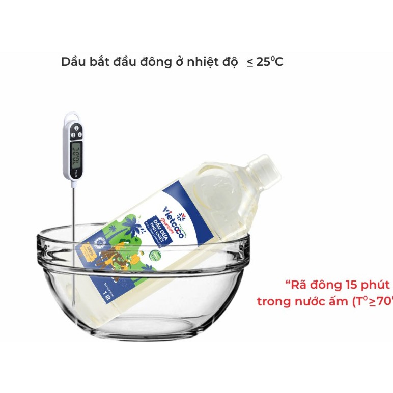 Dầu Dừa Tinh Khiết Organic Vietcoco chai 1 lít