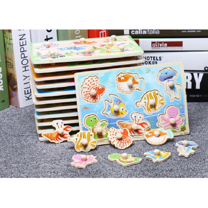 Bảng ghép hình có núm phát triển tư duy cho trẻ 15x20cm