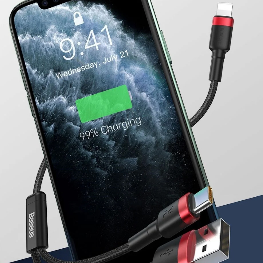 Cáp sạc nhanh USB/TypeC sang Lightning Baseus CATKLF-ELG1 Cafule dài 1.2m hỗ trợ PD 18W max 2.4A (nhiều màu) - Nhat Tin Authorised Store