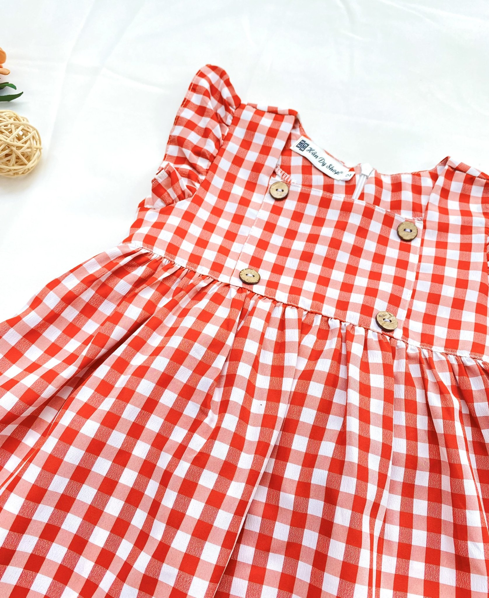 Đầm váy tầng cổ tròn phối ren cho bé mặc dễ thương