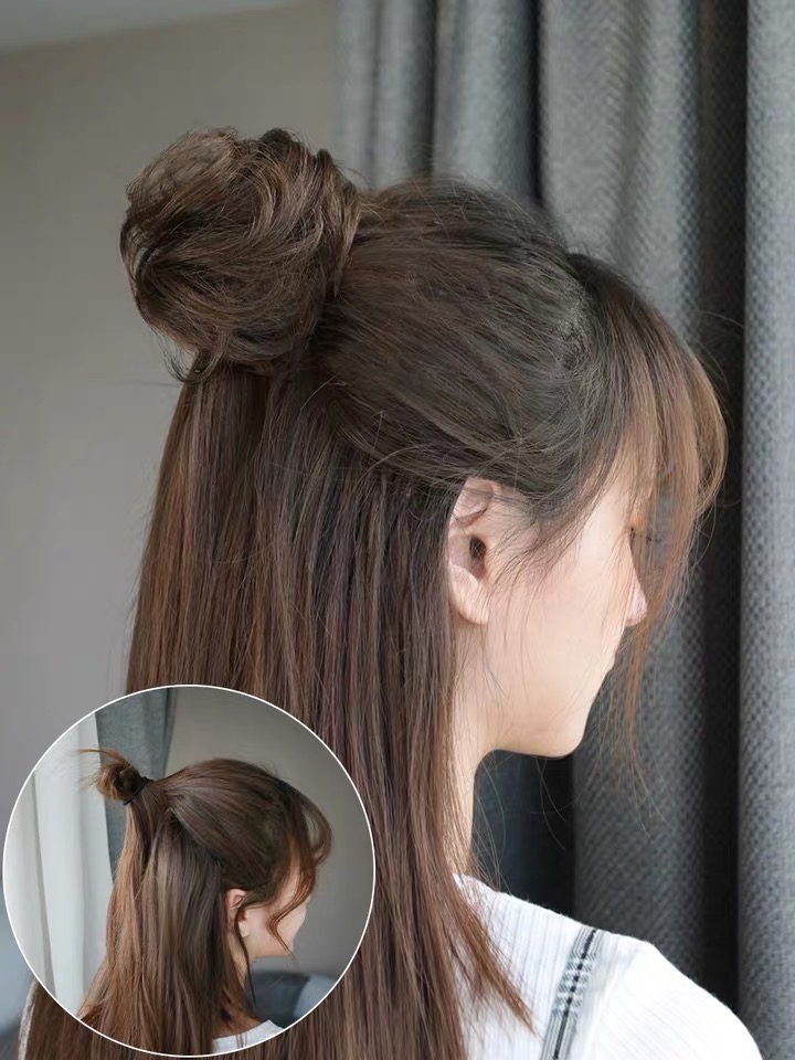 [ hàng hót, bao đẹp ] tóc giả nữ búi gấp mini, tóc bối kẹp, tóc búi giả
