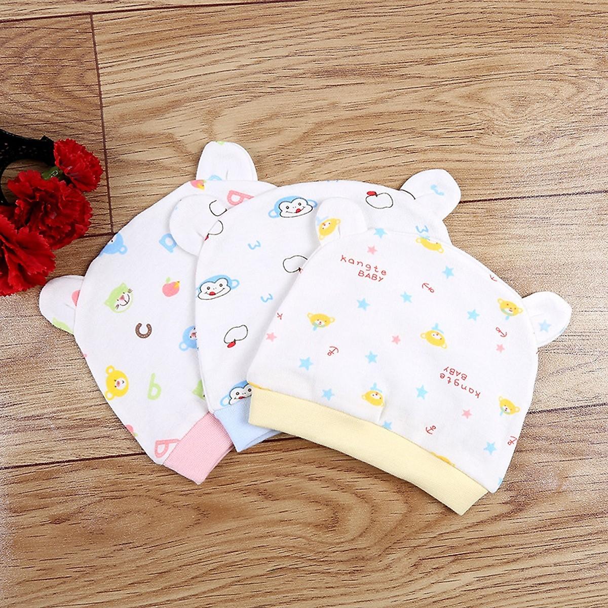 Combo 2 Mũ Che Thóp Cotton Mềm Cho Trẻ Sơ Sinh 0-6 Tháng ( Bé Gái )